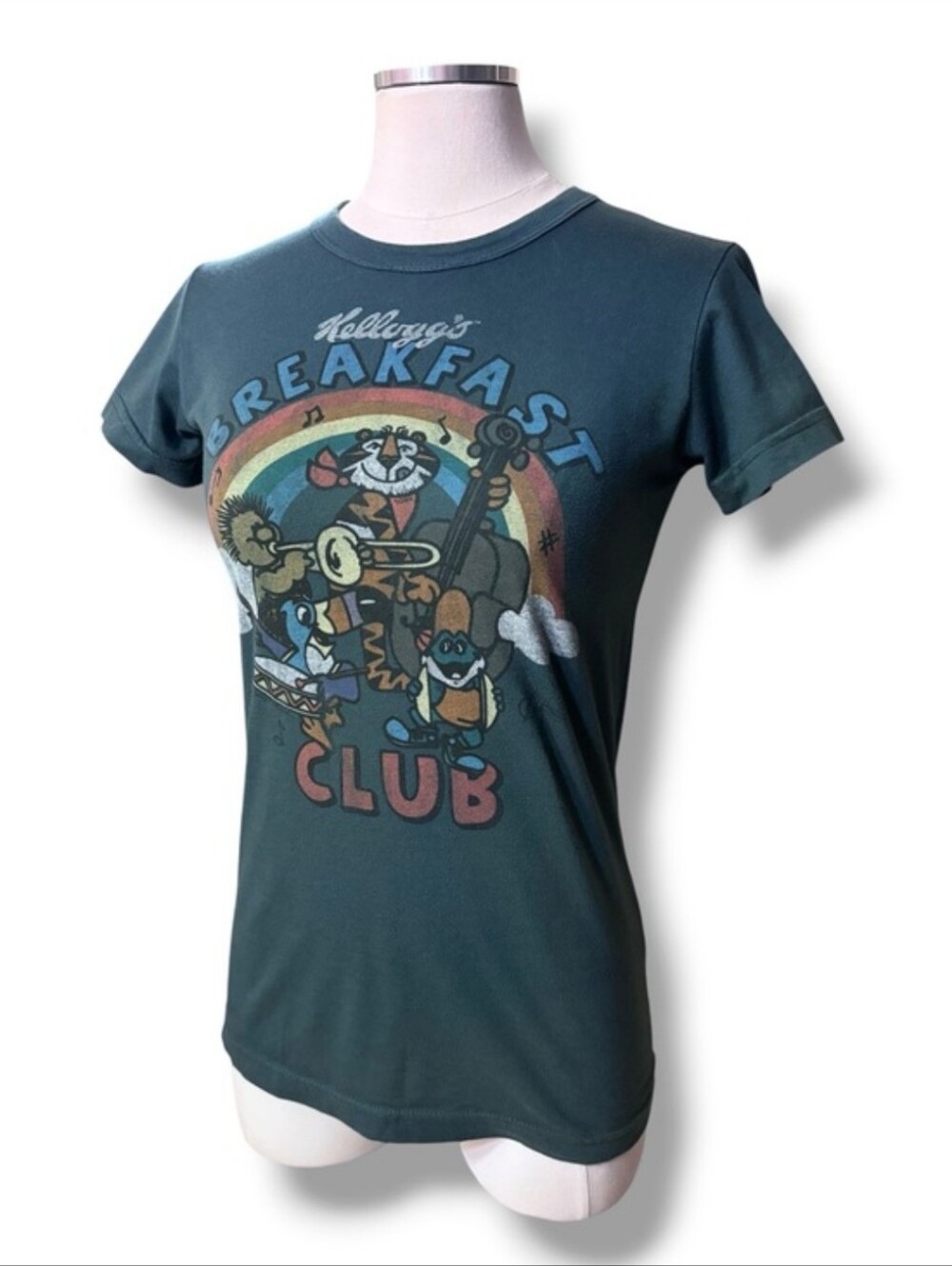 JUNK FOOD Green Crew Neck Retro Graphic Tee Kellogg’s Breakfast Club Size XS